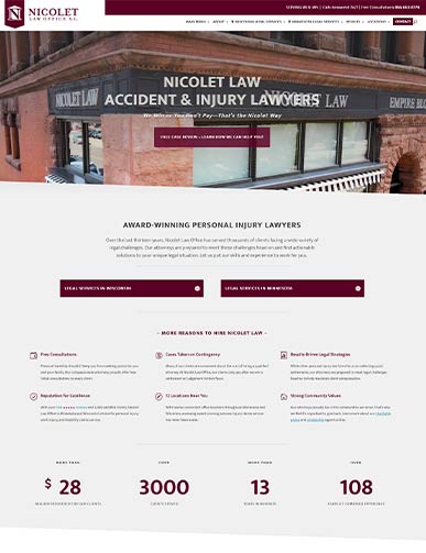 Nicolet Law website managed by DreamSite Gurus